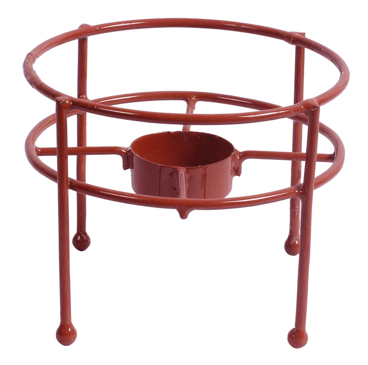 Round-Shaped Tea-Light Candle Holder - Cast in Iron - Hand-Painted in Brown - Metal Votive Candle Stands - Exclusive Candle Decor from India - Buy in Bulk Wholesale